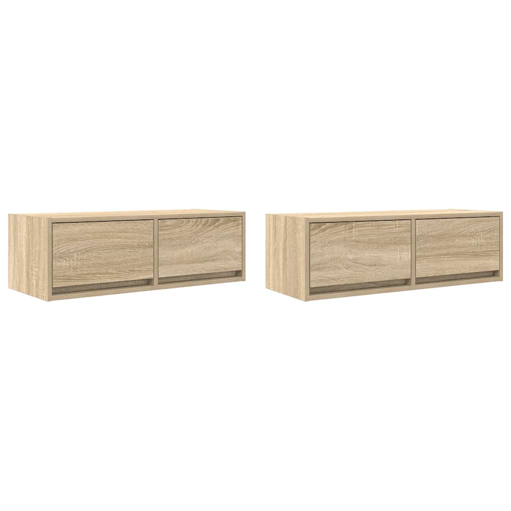 Meubles TV, lot de 2, en chêne Sonoma, 80 x 31 x 25,5 cm.
