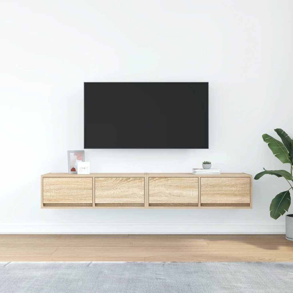 Meubles TV, lot de 2, en chêne Sonoma, 80 x 31 x 25,5 cm.