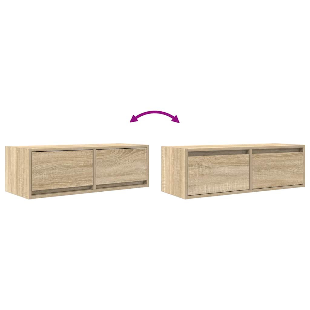 Meubles TV, lot de 2, en chêne Sonoma, 80 x 31 x 25,5 cm.