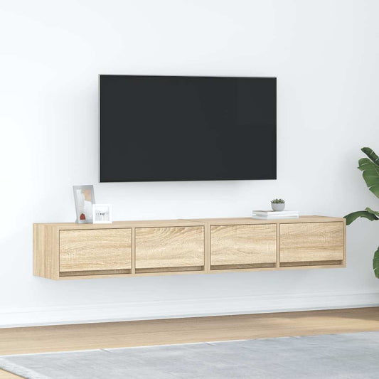 Meubles TV, lot de 2, en chêne Sonoma, 80 x 31 x 25,5 cm.