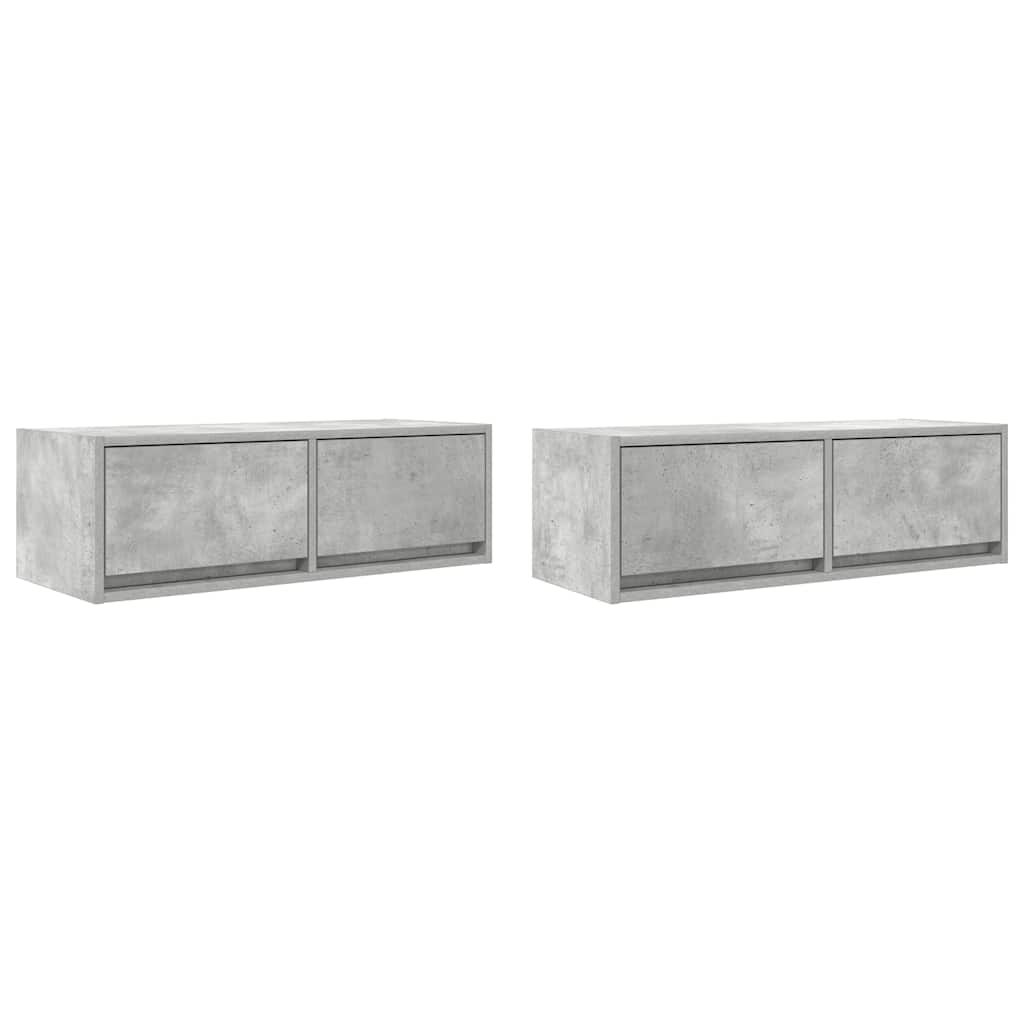 Meubles TV, lot de 2, gris béton, 80 x 31 x 25,5 cm, matériau à base de bois
