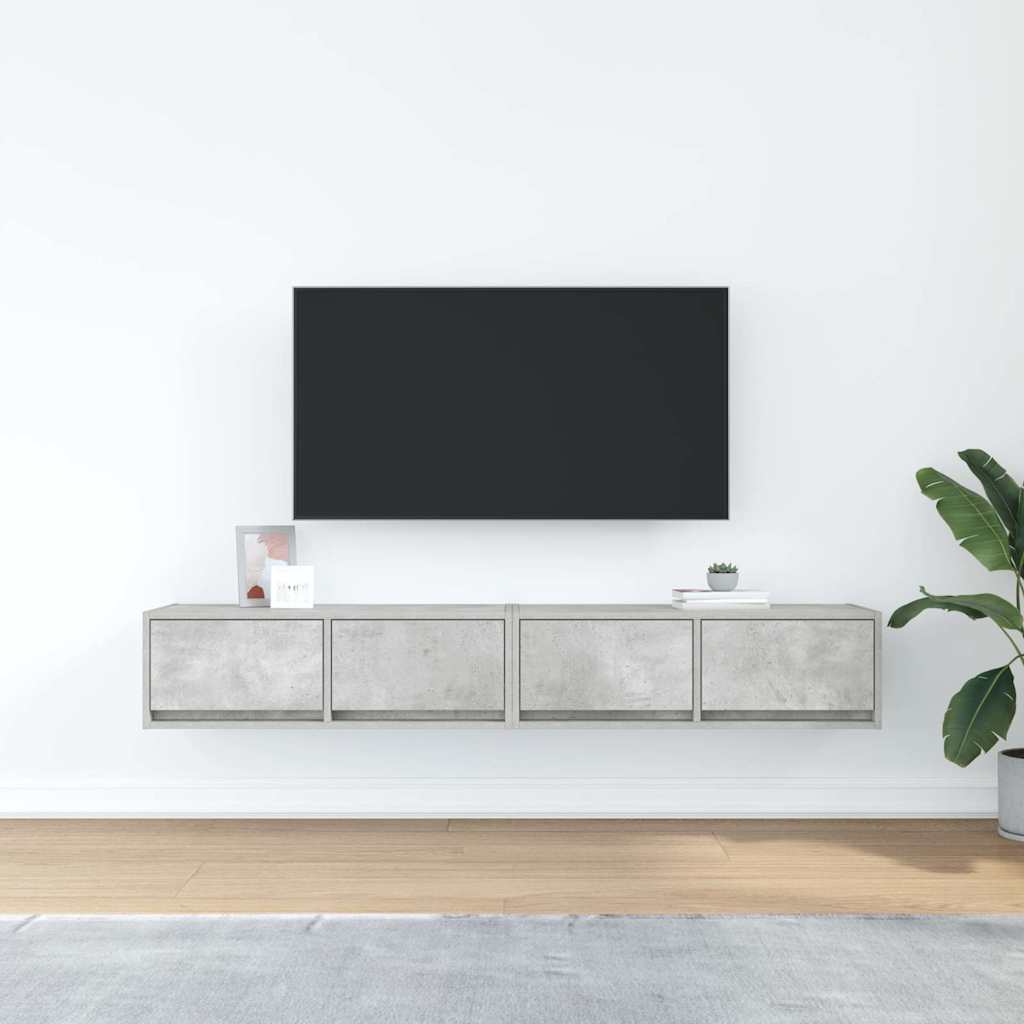 Meubles TV, lot de 2, gris béton, 80 x 31 x 25,5 cm, matériau à base de bois