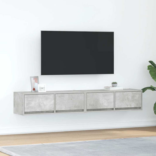 Meubles TV, lot de 2, gris béton, 80 x 31 x 25,5 cm, matériau à base de bois