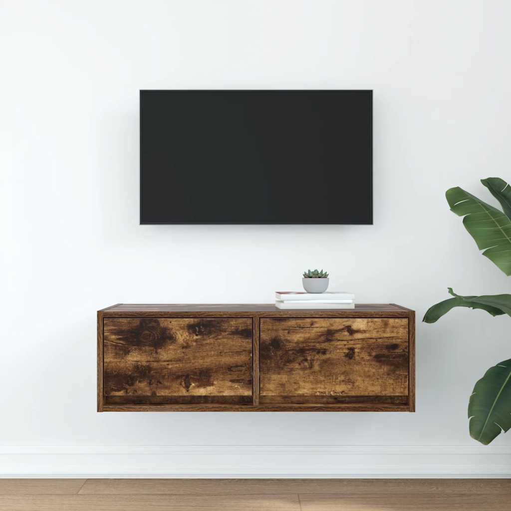 Meuble TV en chêne fumé 80x31x25,5 cm, matériau à base de bois