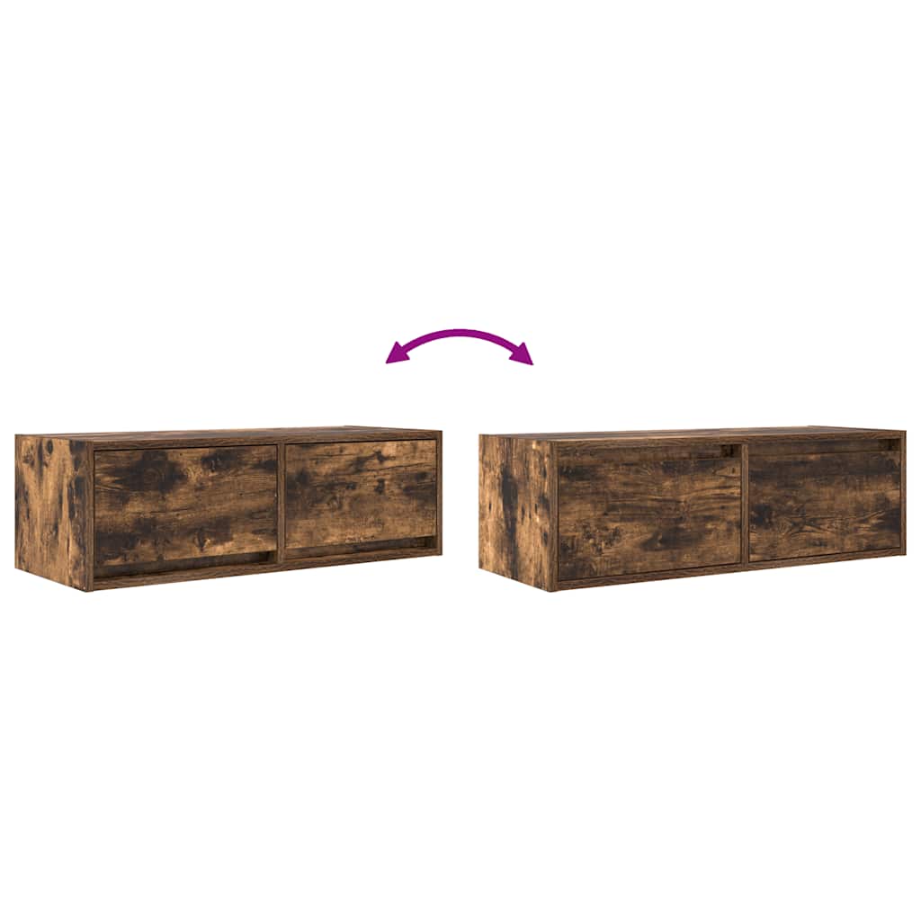 Meuble TV en chêne fumé 80x31x25,5 cm, matériau à base de bois
