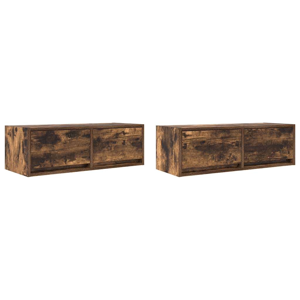 Meubles TV, lot de 2, chêne fumé, 80 x 31 x 25,5 cm, matériau bois