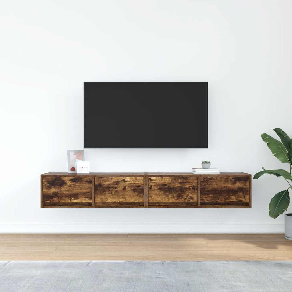 Meubles TV, lot de 2, chêne fumé, 80 x 31 x 25,5 cm, matériau bois