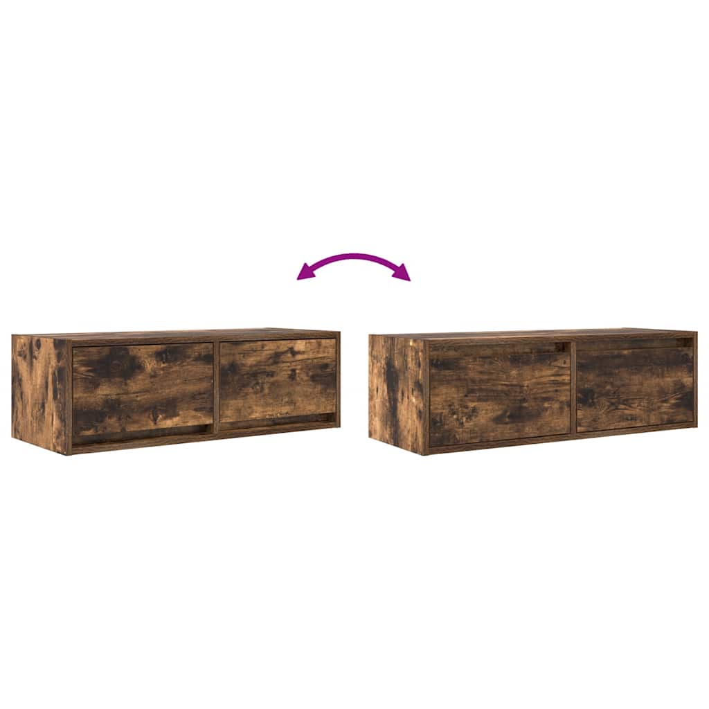 Meubles TV, lot de 2, chêne fumé, 80 x 31 x 25,5 cm, matériau bois