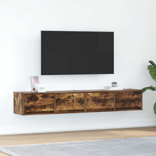 Meubles TV, lot de 2, chêne fumé, 80 x 31 x 25,5 cm, matériau bois