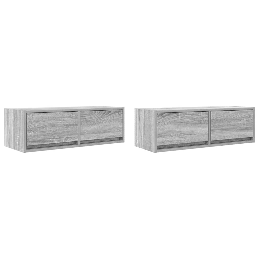 Meubles TV, lot de 2, gris Sonoma, 80 x 31 x 25,5 cm, matériau à base de bois