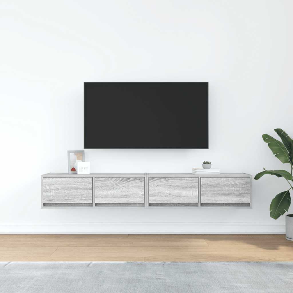 Meubles TV, lot de 2, gris Sonoma, 80 x 31 x 25,5 cm, matériau à base de bois