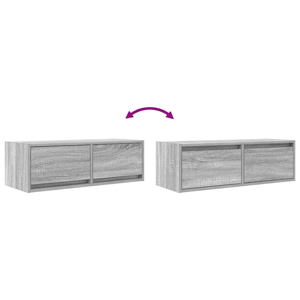 Meubles TV, lot de 2, gris Sonoma, 80 x 31 x 25,5 cm, matériau à base de bois