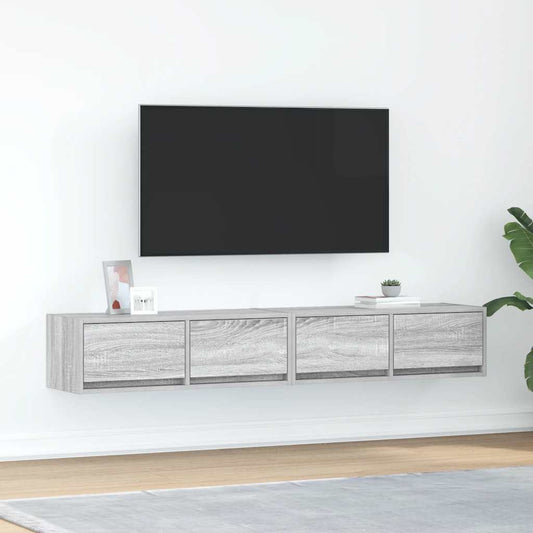 Meubles TV, lot de 2, gris Sonoma, 80 x 31 x 25,5 cm, matériau à base de bois