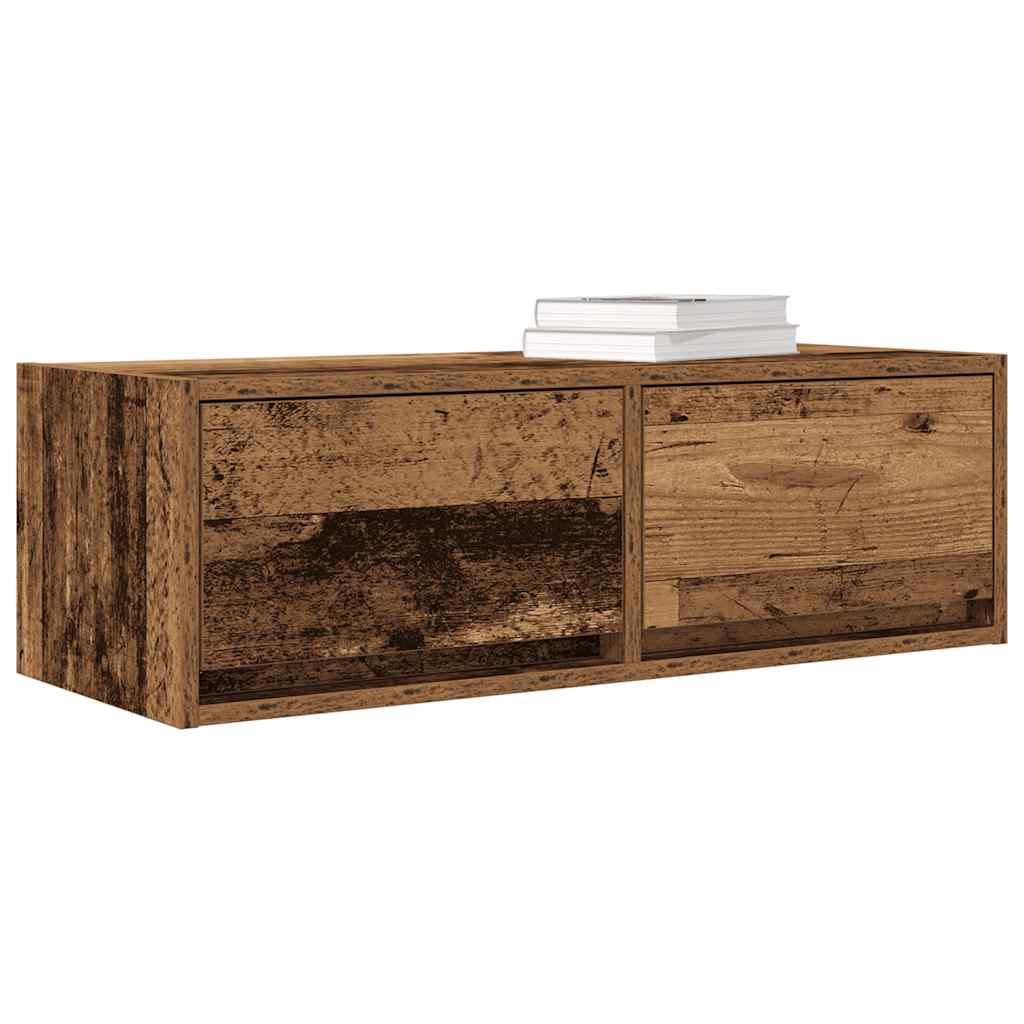 Meubles TV, lot de 2, aspect bois vieilli, 80 x 31 x 25,5 cm.