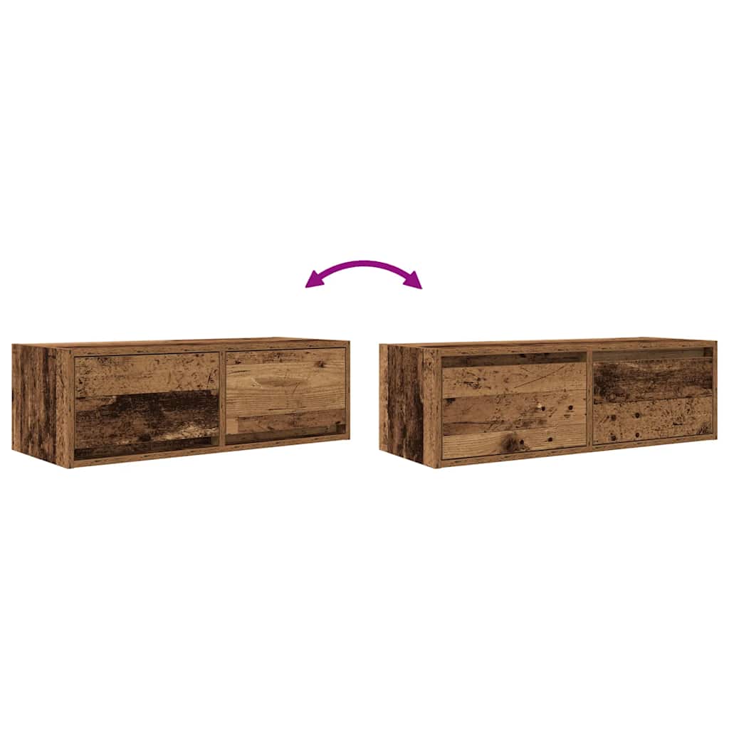 Meubles TV, lot de 2, aspect bois vieilli, 80 x 31 x 25,5 cm.