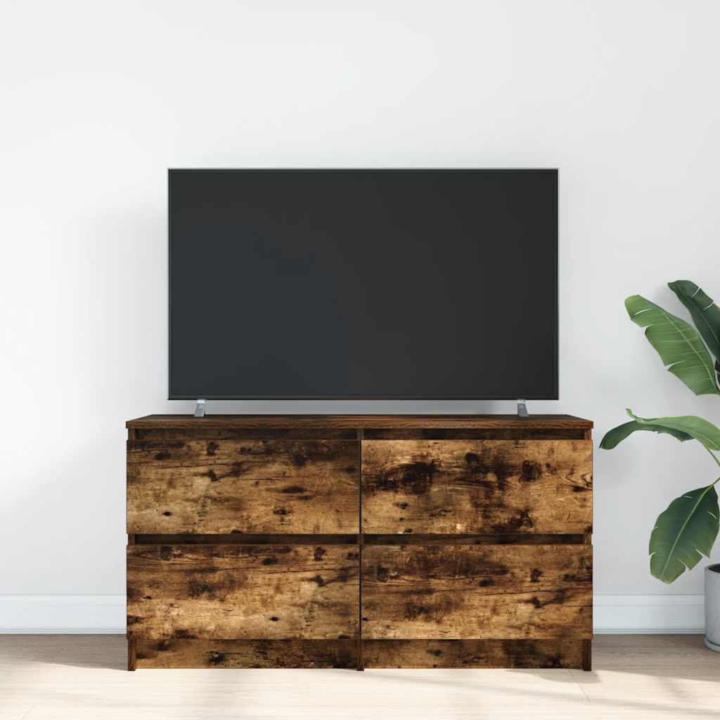 Meuble TV en chêne fumé 100x35x54 cm matériau à base de bois
