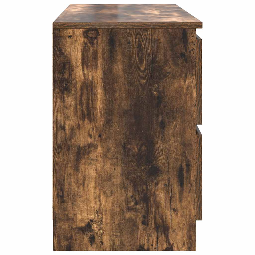 Meuble TV en chêne fumé 100x35x54 cm matériau à base de bois