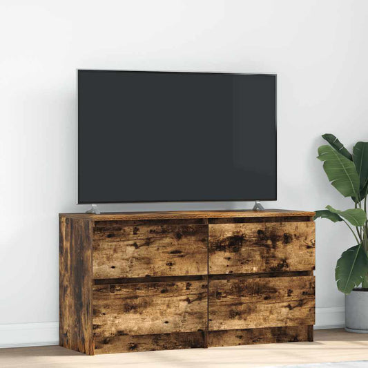 Meuble TV en chêne fumé 100x35x54 cm matériau à base de bois