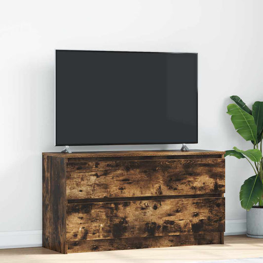 Meuble TV en chêne fumé 100x35x54 cm matériau à base de bois