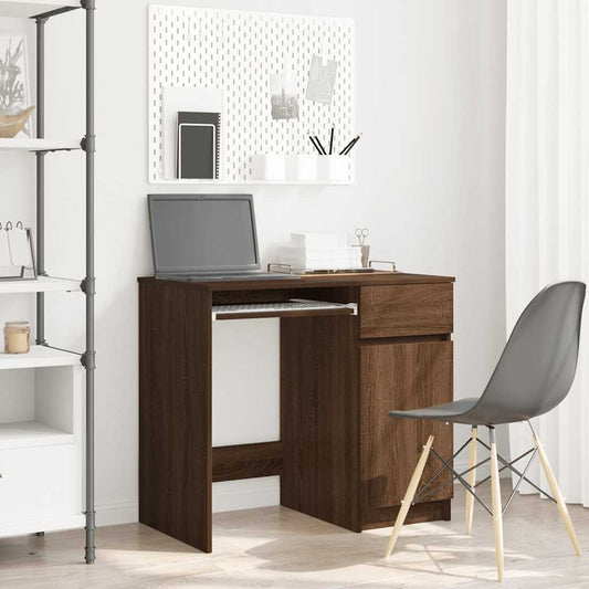 Bureau aspect chêne brun 86x49x76 cm matériau bois