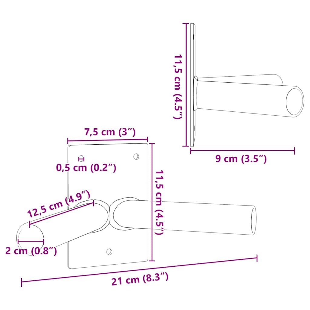 Fahnen Pole Holde Schwarz 11,5 x 7,5 x 0,2 cm Stahl