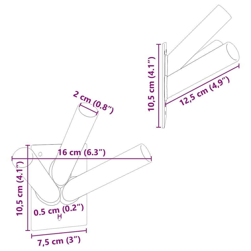 Fahnen Pole Holde Schwarz 10,5 x 7,5 x 0,2 cm Stahl