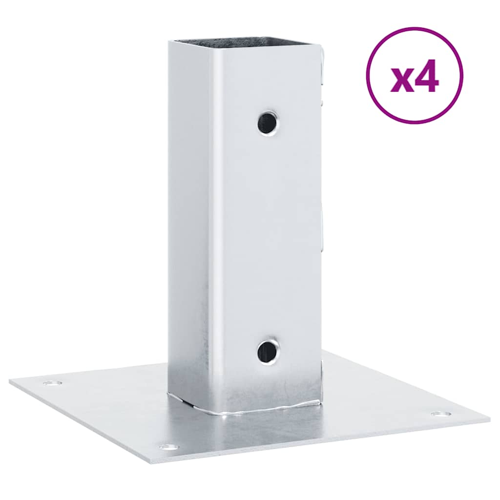Pfostenträger Quadratisch 4Stk. Silber 51x51mm Verzinkter Stahl