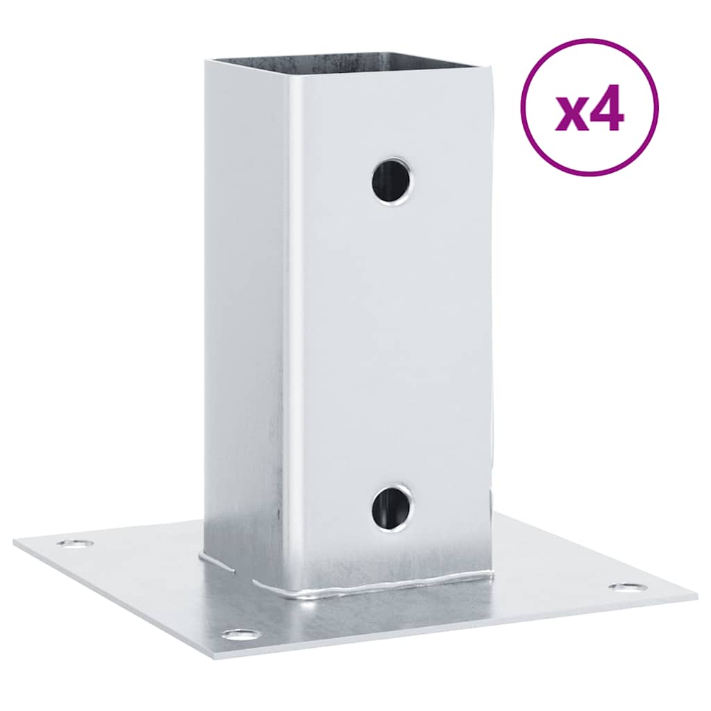 Pfostenträger Quadratisch 4Stk. Silber 71x71mm Verzinkter Stahl