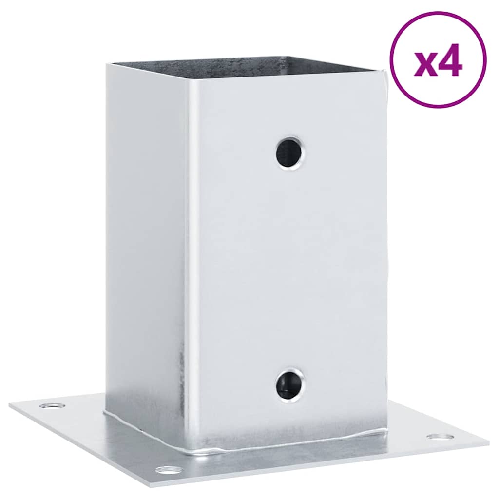 Pfostenträger Quadratisch 4Stk. Silber 91x91mm Verzinkter Stahl