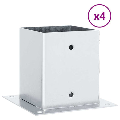 Pfostenträger Quadratisch 4Stk. Silber 101x101mm Stahl Verzinkt
