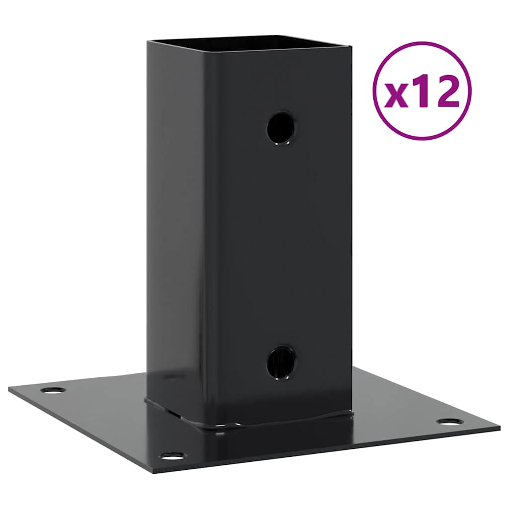 Pfostenträger Quadrat 12 Stk. 61x61mm Pulverbeschichteter Stahl