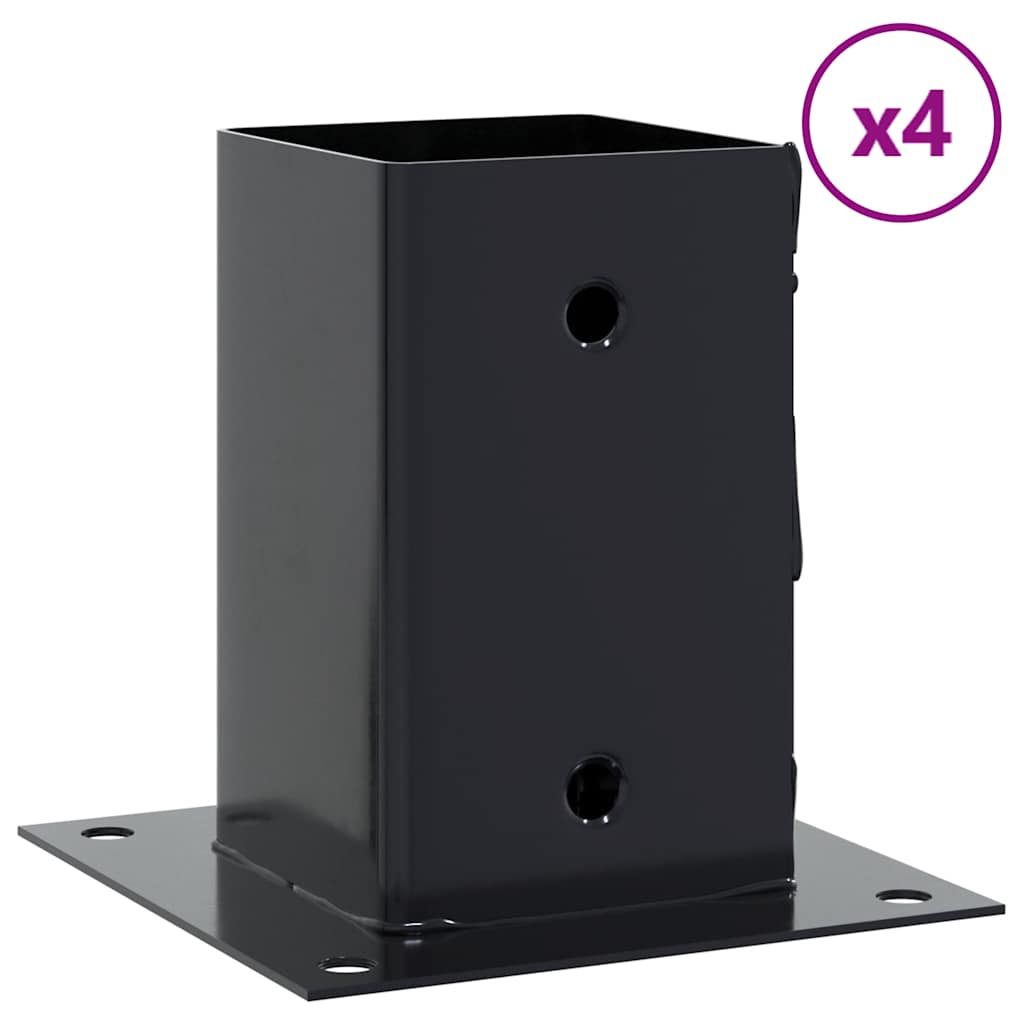 Pfostenträger Quadrat 4 Stk. 81x81 mm Pulverbeschichteter Stahl