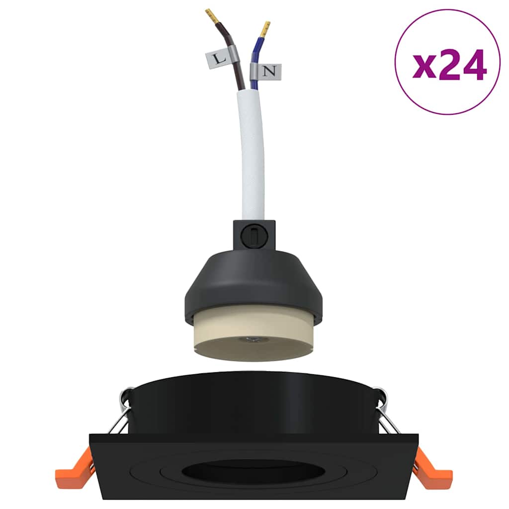 Spotlight 24 pcs Schwarz 9 x 9 x 2 cm Aluminium