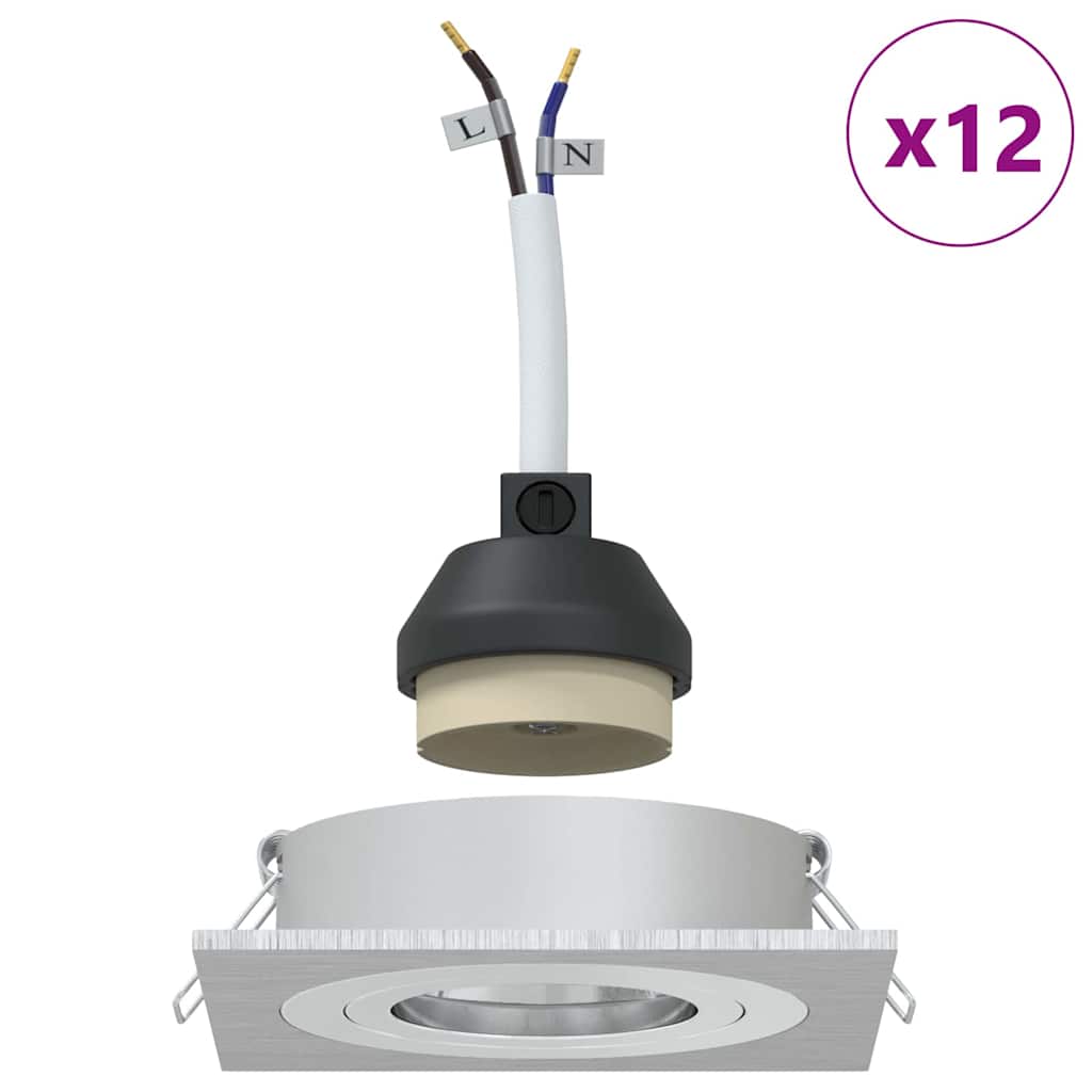 Spotlight 12 pcs Silber 9 x 9 x 2 cm Aluminium