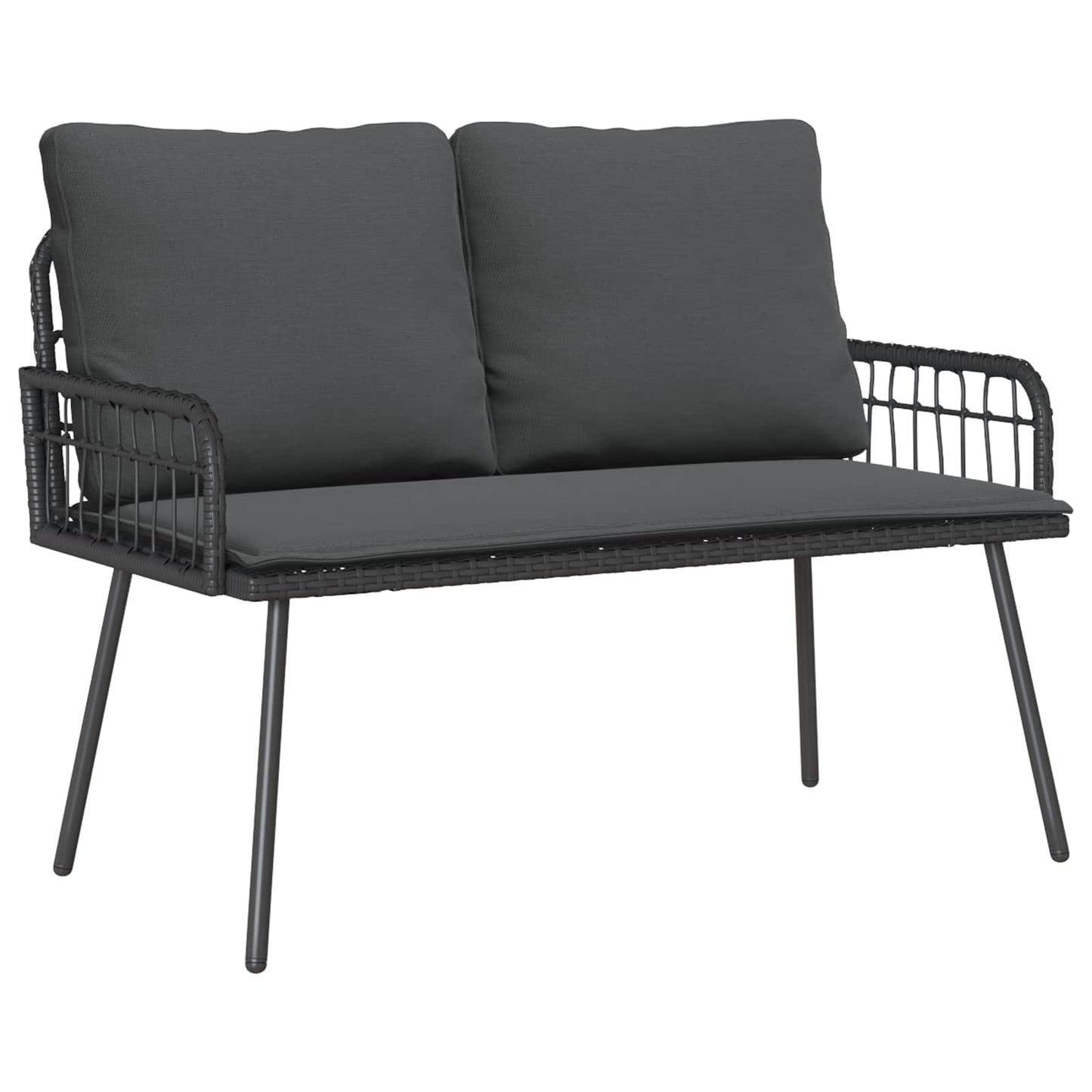 Gartenbank mit Kissen Anthrazit 114 x 64 x 90cm Stahl