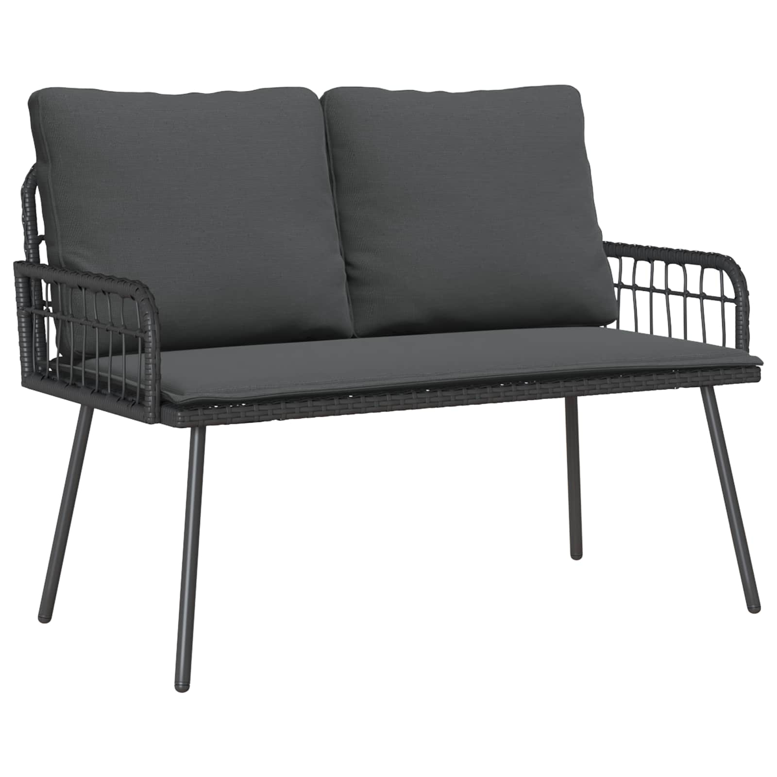 Gartenbank mit Kissen Anthrazit 114 x 64 x 90cm Stahl