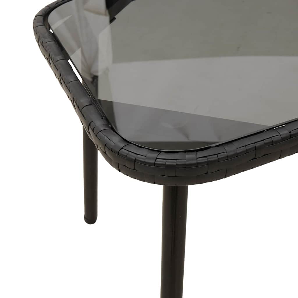 Couchtisch Schwarz 90 x 45 x 43 cm Poly-Rattan und Glas