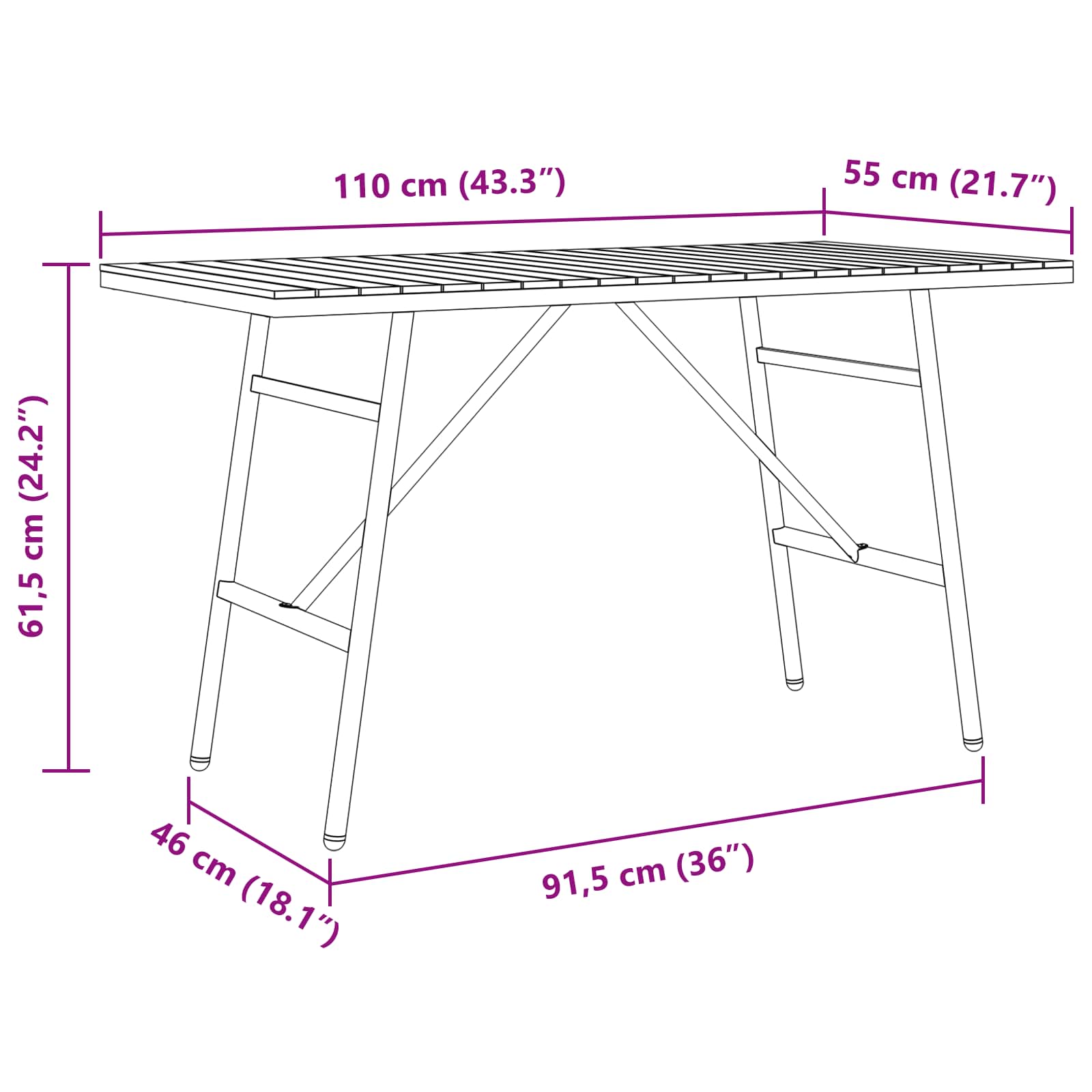 Esstisch Braun 110 x 55 x 61,5 cm Massivholz Akazie