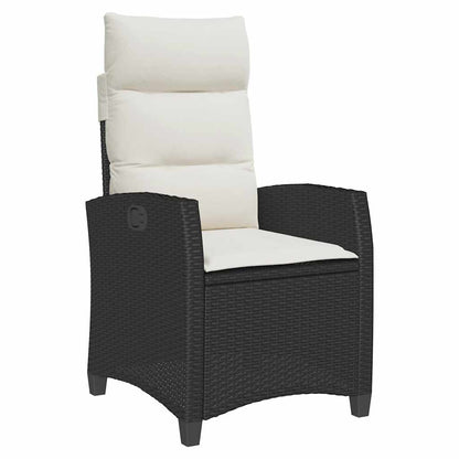 Gartensessel mit Beistelltisch Verstellbar Schwarz Poly Rattan