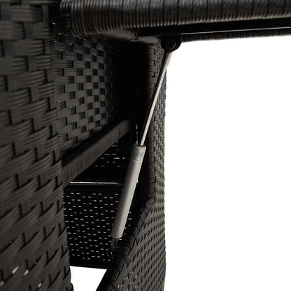 Gartensessel mit Beistelltisch Verstellbar Schwarz Poly Rattan