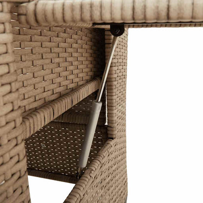 Gartensessel mit Beistelltisch Verstellbar Beige Poly Rattan