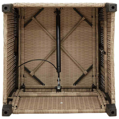 Gartensessel mit Beistelltisch Verstellbar Beige Poly Rattan