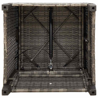 Gartensessel mit Beistelltisch Verstellbar Grau Poly Rattan