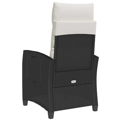 Gartensessel mit Beistelltisch Verstellbar Schwarz Poly Rattan
