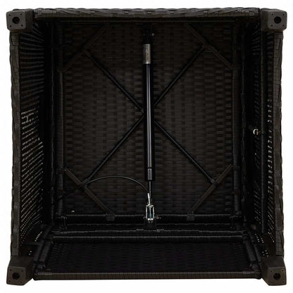 Gartensessel mit Beistelltisch Verstellbar Schwarz Poly Rattan
