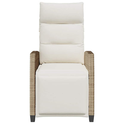 Gartensessel mit Beistelltisch Verstellbar Beige Poly Rattan