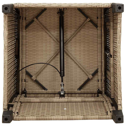 Gartensessel mit Beistelltisch Verstellbar Beige Poly Rattan