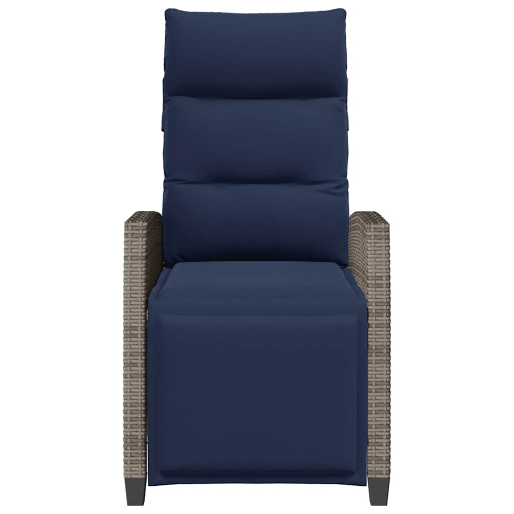 Gartensessel mit Beistelltisch Verstellbar Grau Poly Rattan