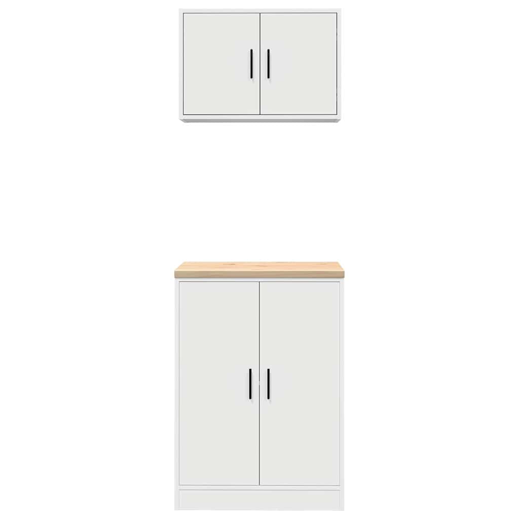 Garagenschränke 2 Stk. Weiß Holzwerkstoff