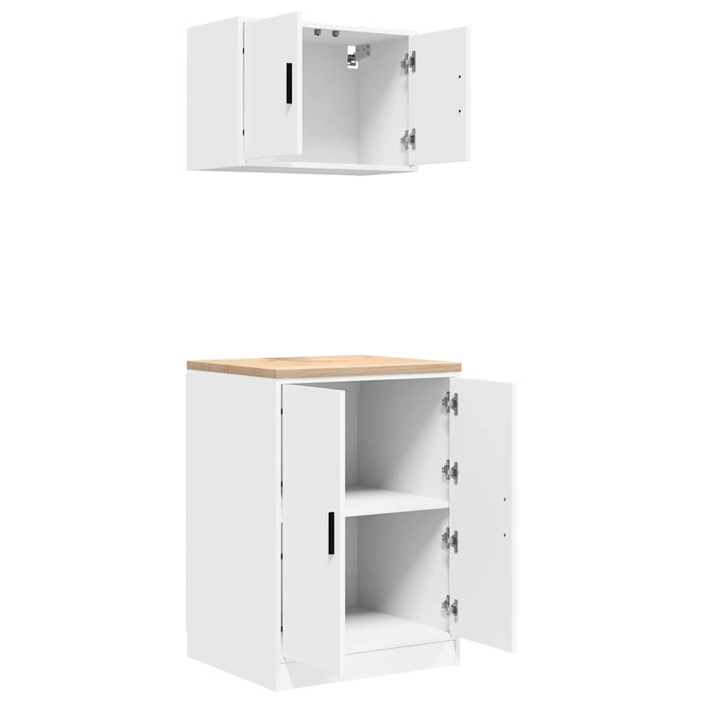 Garagenschränke 2 Stk. Weiß Holzwerkstoff